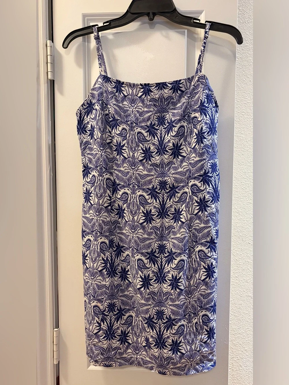 Bali Blue and White Rayon Tropical Print Mini Dress - Picture 3 of 12